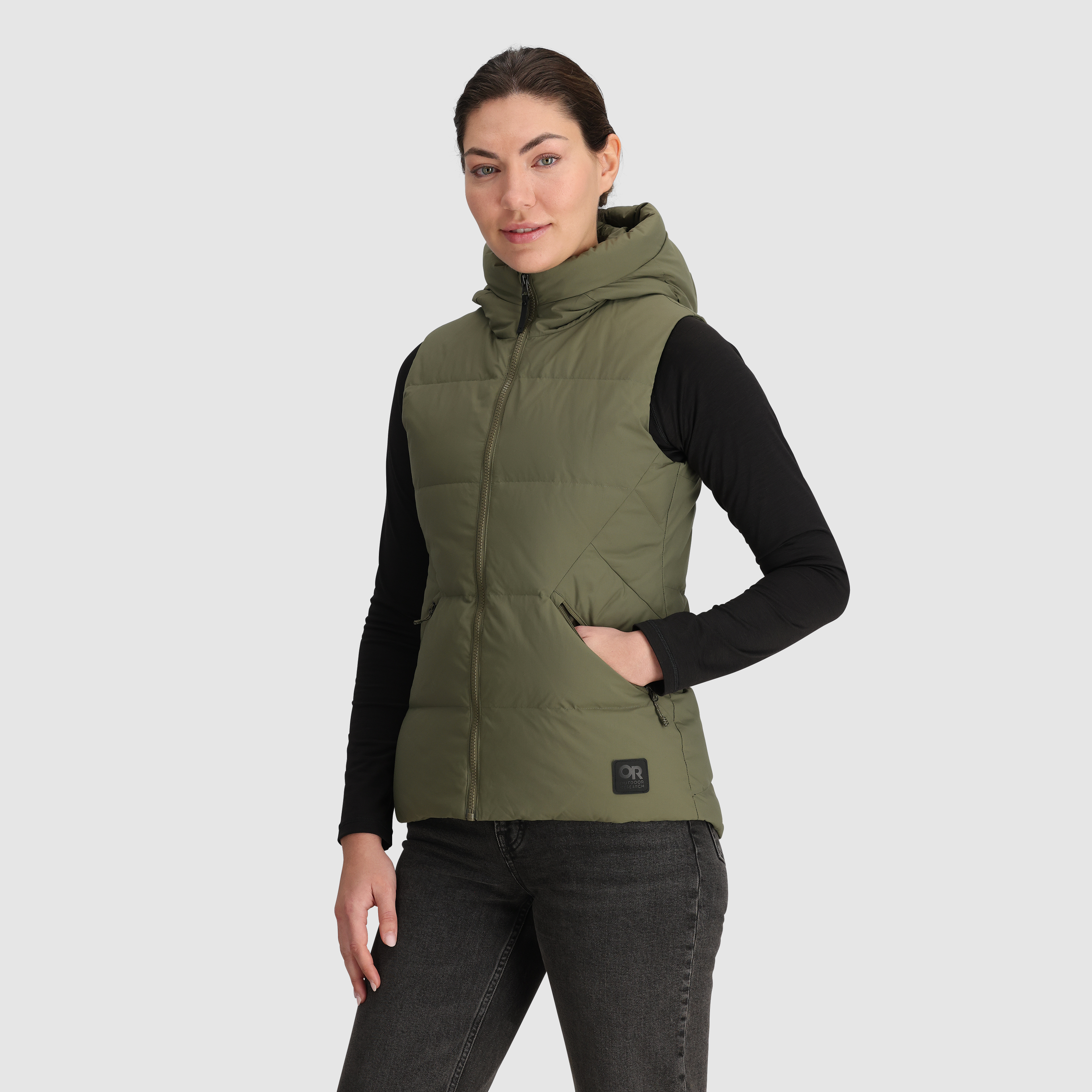 Women's Hooded Down Vest with Recycled Nylon & 700-Fill Power | Coze Collection