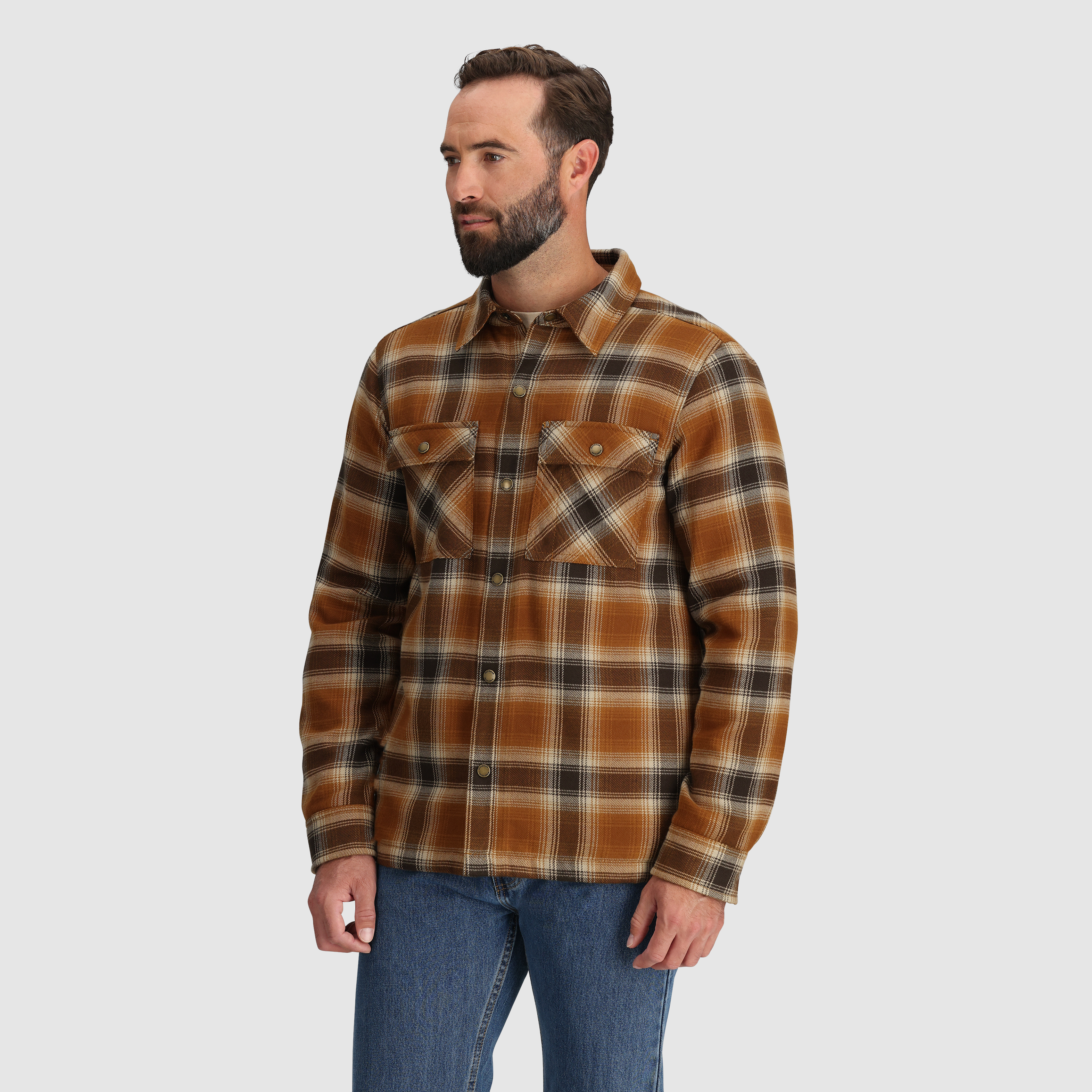 Sherpa Fleece Lined Flannel Shirt Jacket for Men | Feedback