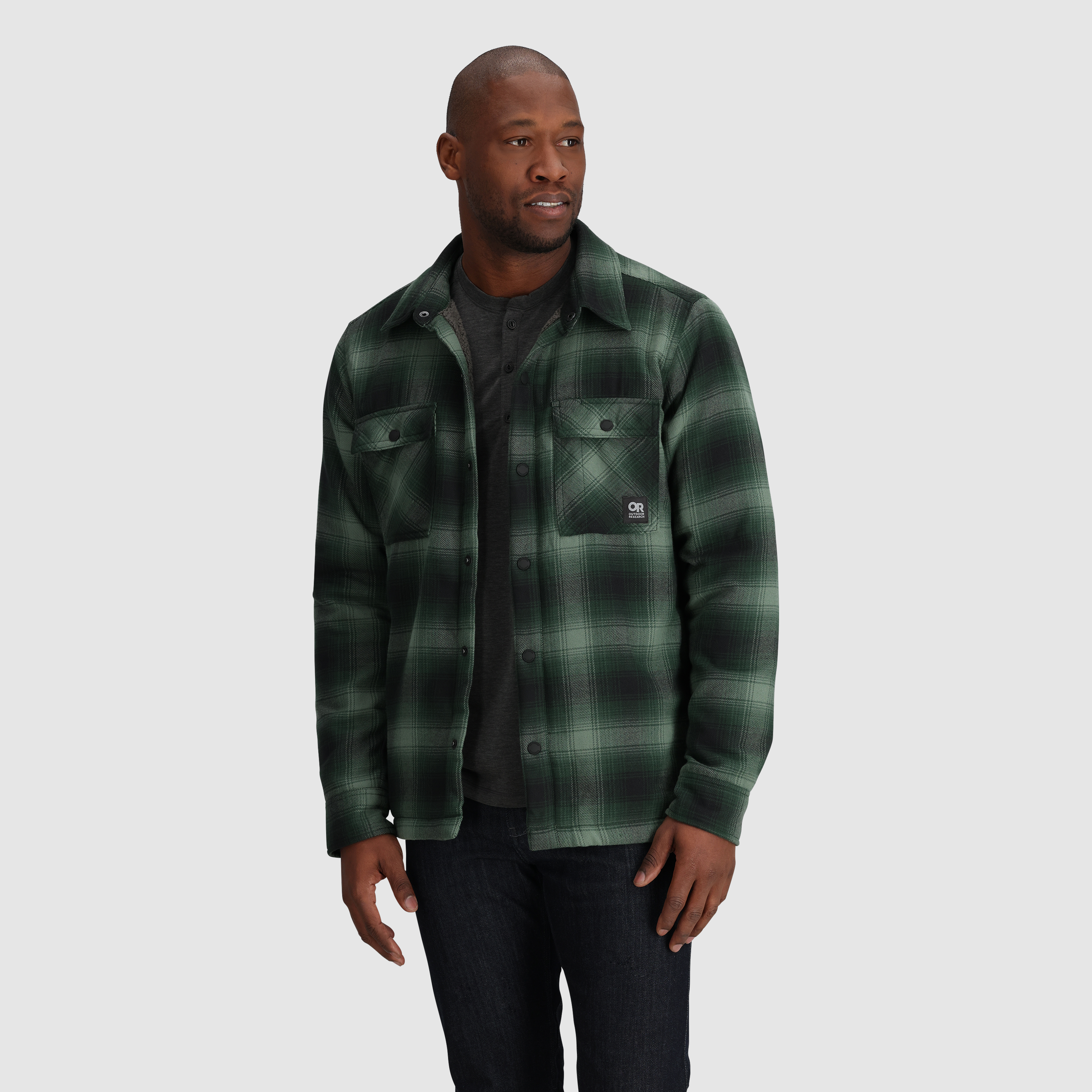 Sherpa Fleece Lined Flannel Shirt Jacket for Men | Feedback